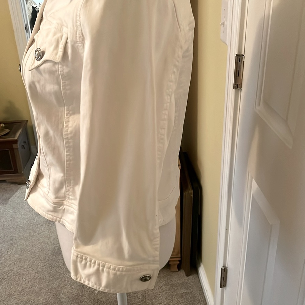 Earl Rutenberg Vintage White Jean Jacket w/ Bracelet Length Sleeves - Picture 4 of 8